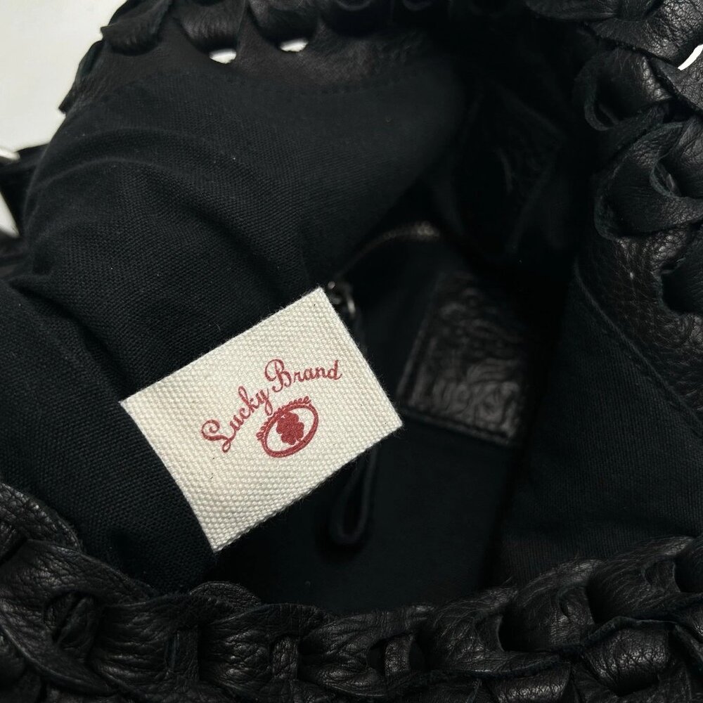 RARE*Lucky Brand*Pebbled Leather*Chain link Design*Black Hobo*Shoulder/Handbag - Picture 4 of 10